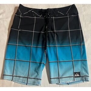 Quiksilver Board Shorts Mens 29 Blue/Black Drawstring Waist Mid Rise